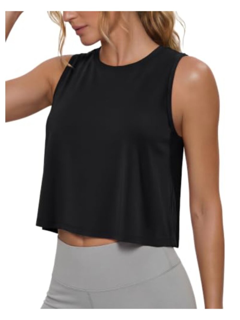 Women's Cropped Workout Tank Top Rayon Spandex Yoga Gym Loose Fit